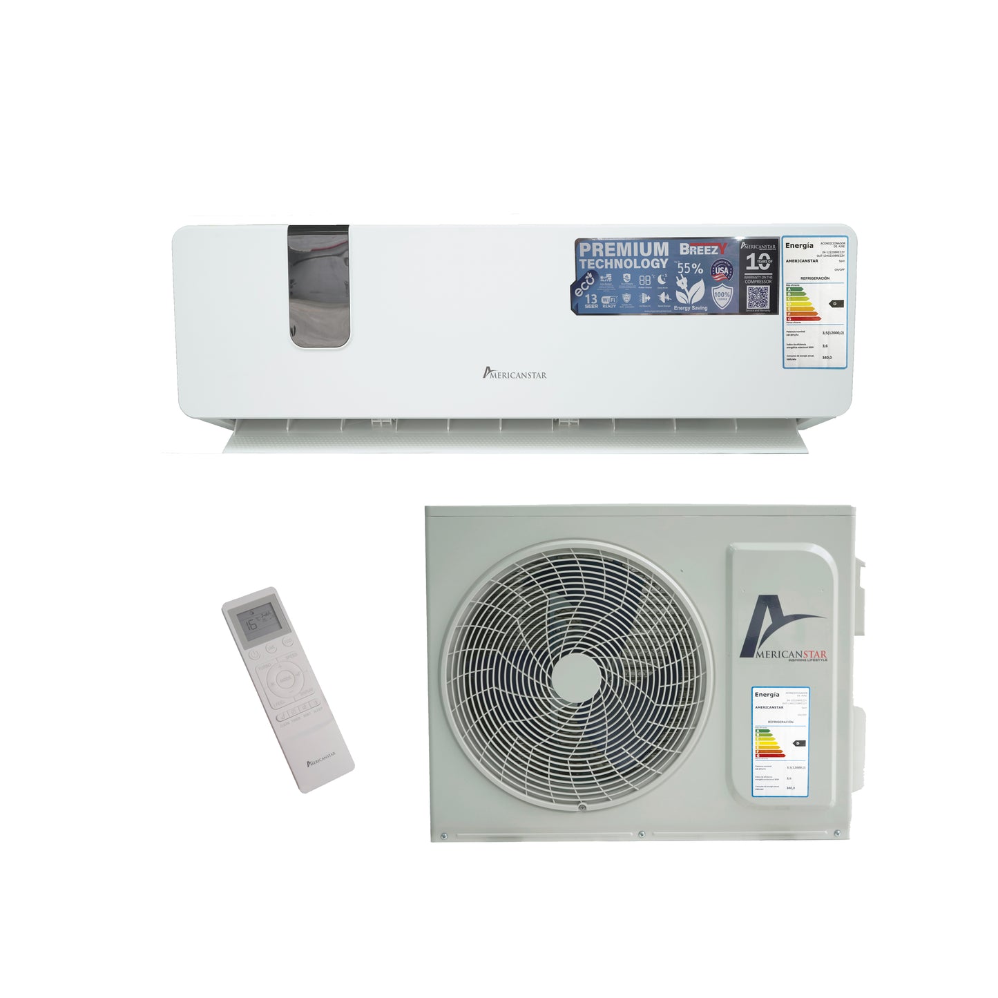 Aire acondicionado PREMIUM DE 12.000 BTU Modelo BREEZY