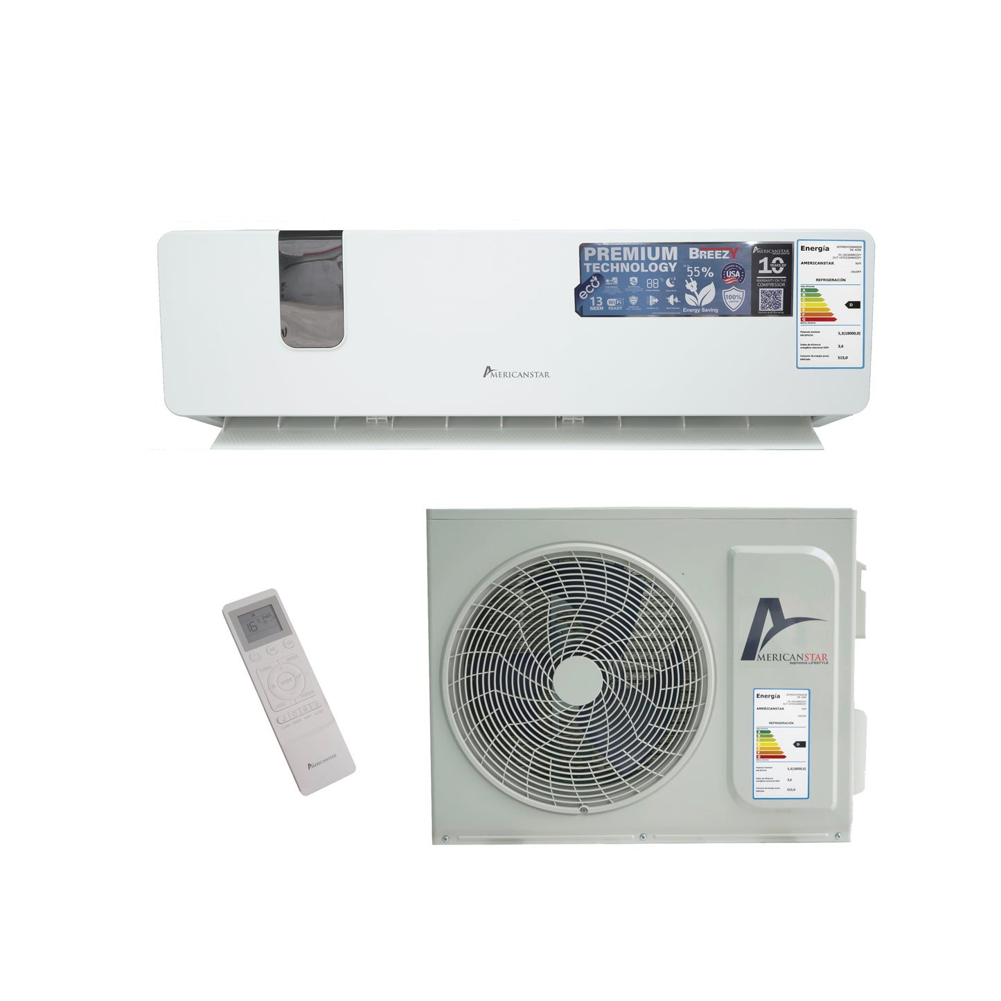 Aire acondicionado PREMIUM DE 18.000 BTU Modelo BREEZY